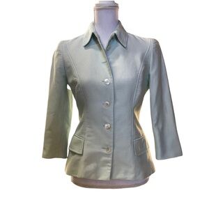 CAROLINA HERRERA WOMENS TAILORED LIGHT MINT GREEN JACKET SIZE 6